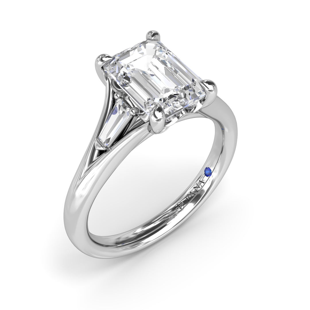 Split Shank Emerald Cut Diamond Engagement Ring