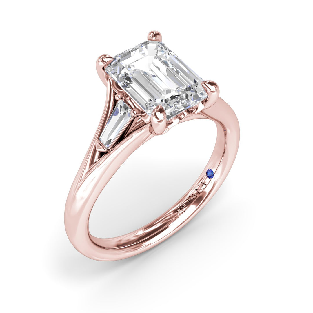 Split Shank Emerald Cut Diamond Engagement Ring