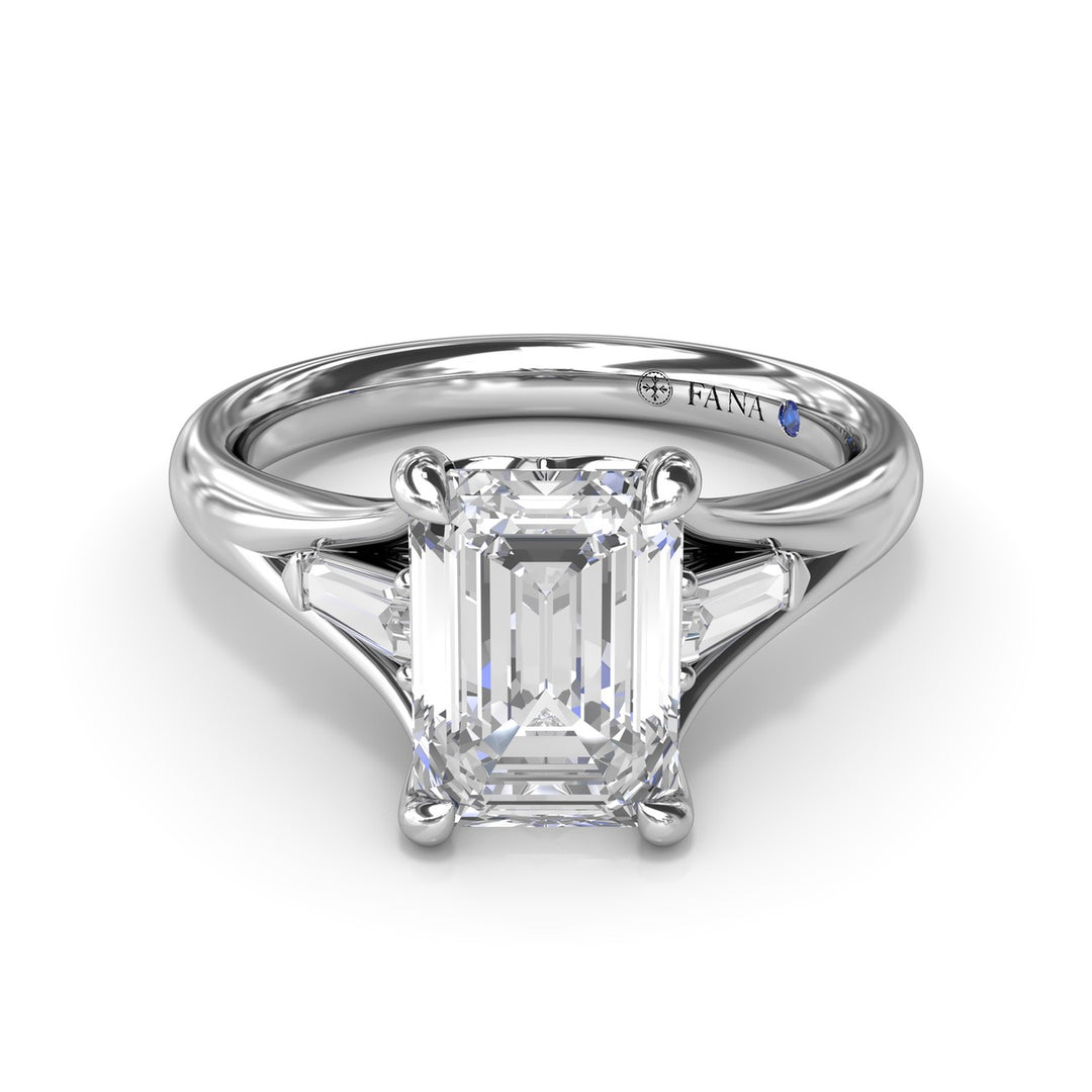 Split Shank Emerald Cut Diamond Engagement Ring