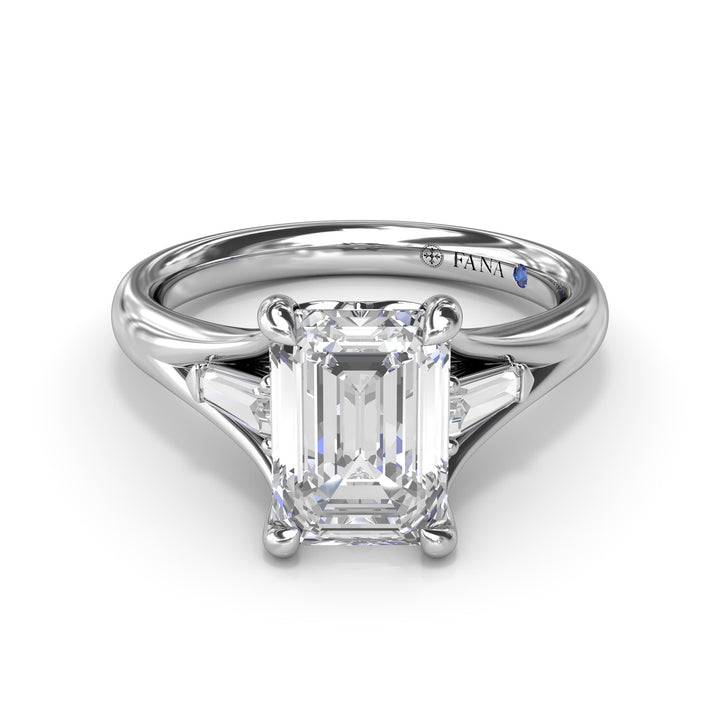 Split Shank Emerald Cut Diamond Engagement Ring