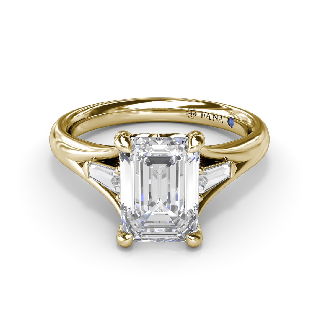 Split Shank Emerald Cut Diamond Engagement Ring