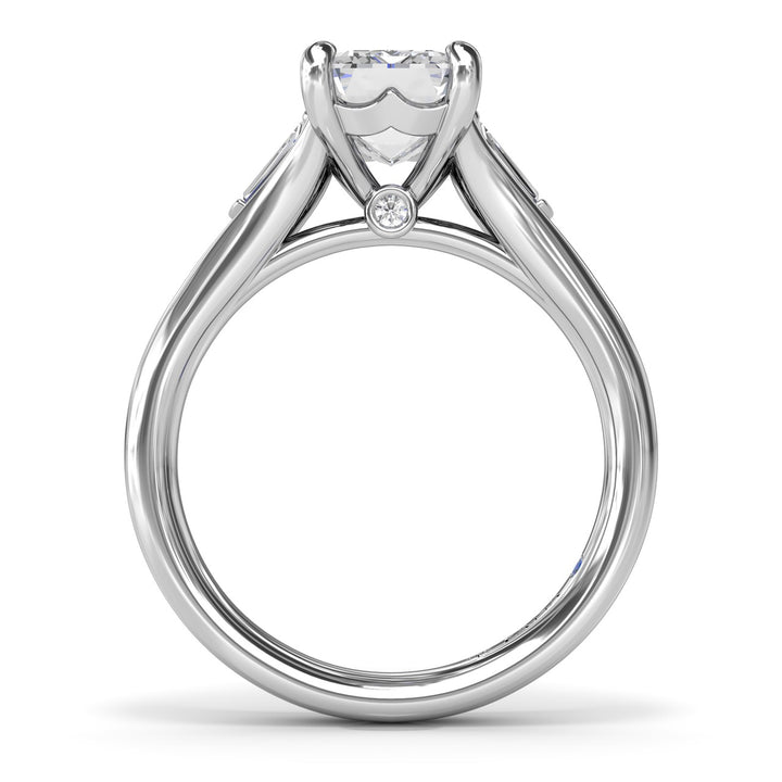 Split Shank Emerald Cut Diamond Engagement Ring