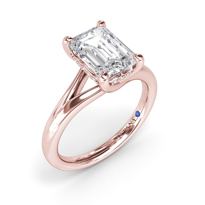 Emerald Cut Elegant Split Shank Engagement Ring