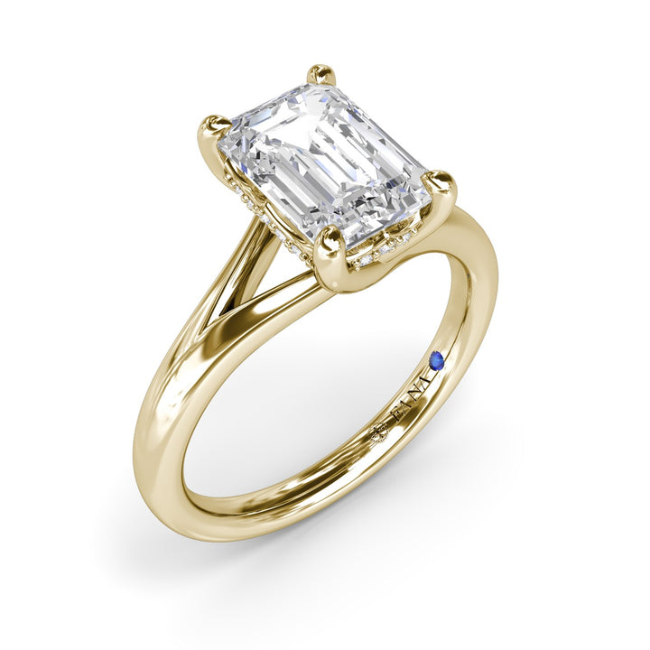 Emerald Cut Elegant Split Shank Engagement Ring