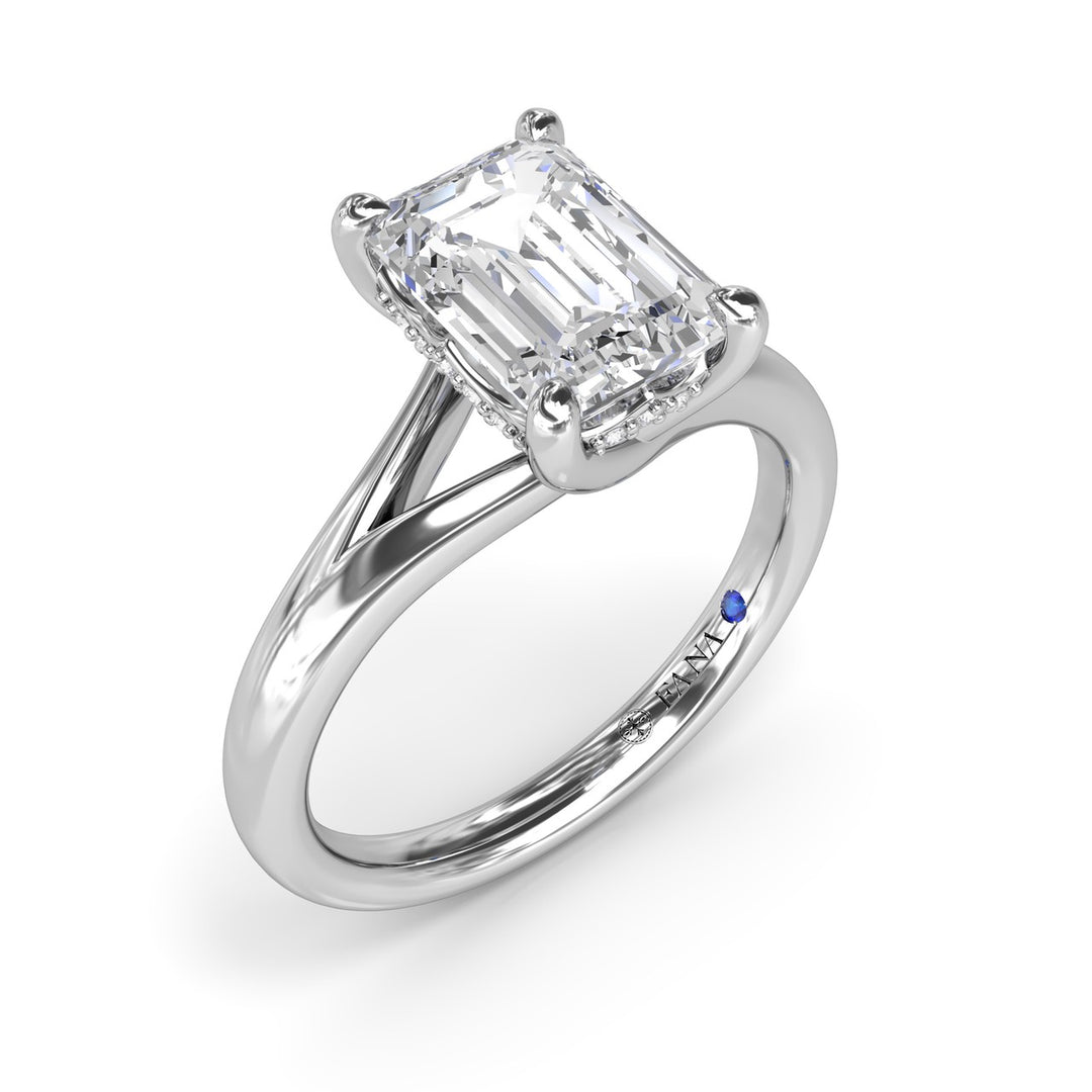Emerald Cut Elegant Split Shank Engagement Ring