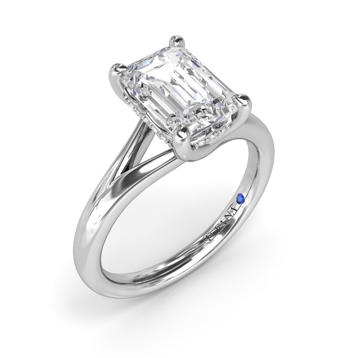 Emerald Cut Elegant Split Shank Engagement Ring