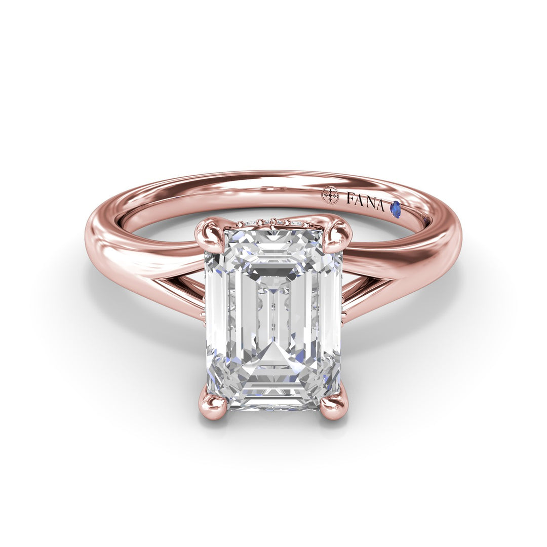 Emerald Cut Elegant Split Shank Engagement Ring