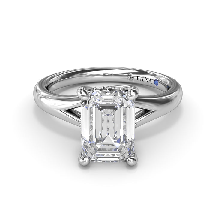 Emerald Cut Elegant Split Shank Engagement Ring