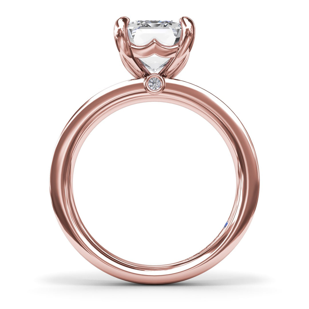 Wide Band Emerald Cut Diamond Engagement Ring