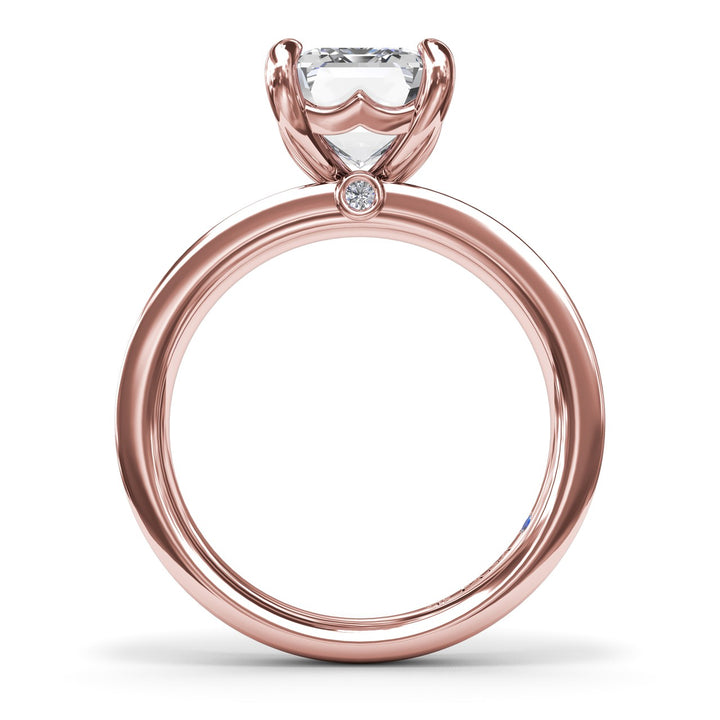 Wide Band Emerald Cut Diamond Engagement Ring