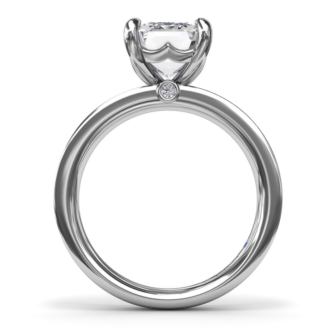 Wide Band Emerald Cut Diamond Engagement Ring