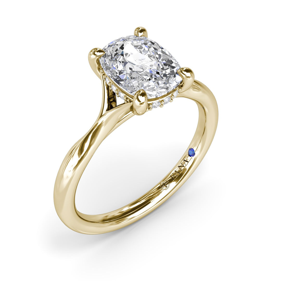 Cushion Cut Split Shank Engagement Ring
