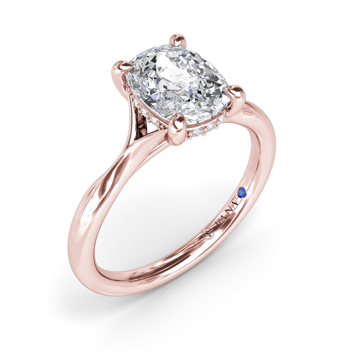 Cushion Cut Split Shank Engagement Ring