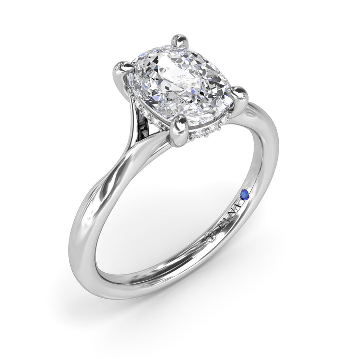 Cushion Cut Split Shank Engagement Ring