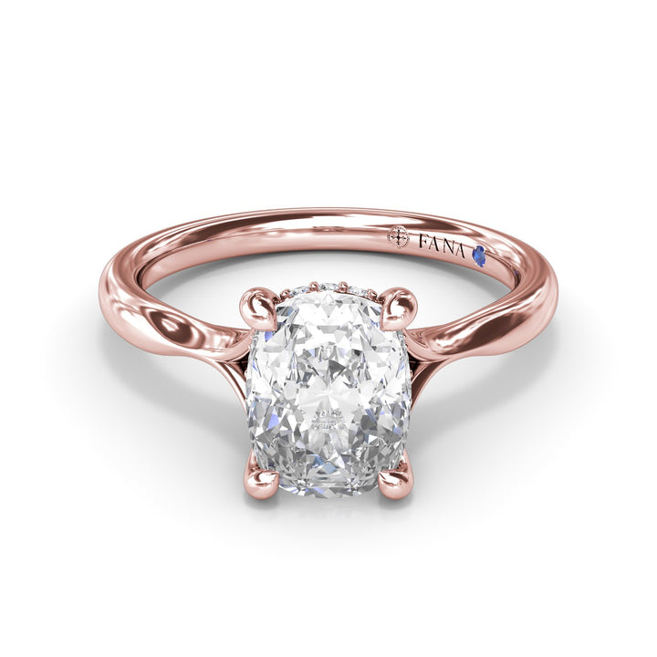 Cushion Cut Split Shank Engagement Ring
