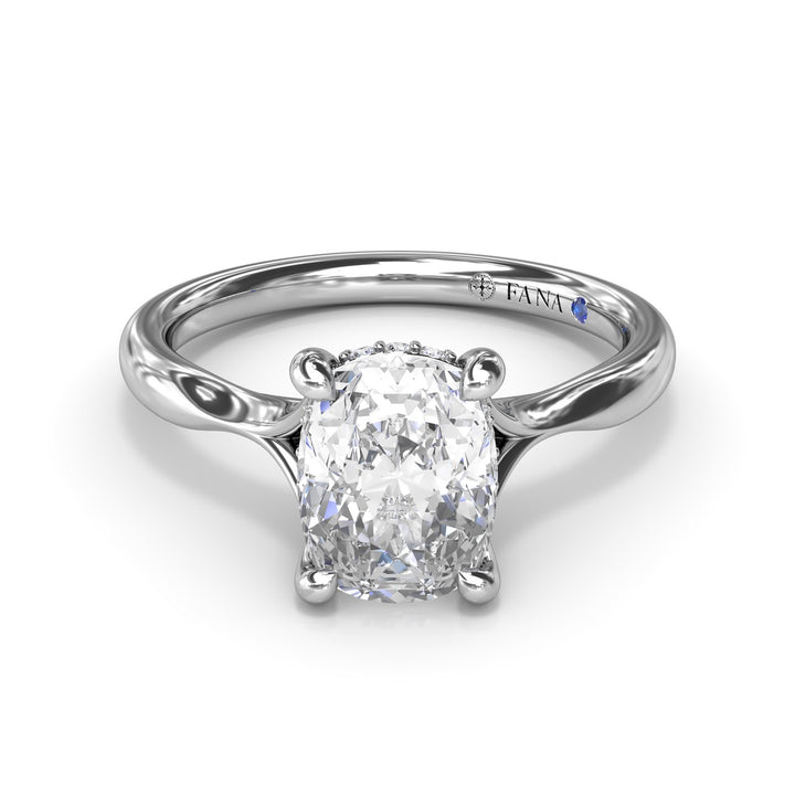 Cushion Cut Split Shank Engagement Ring