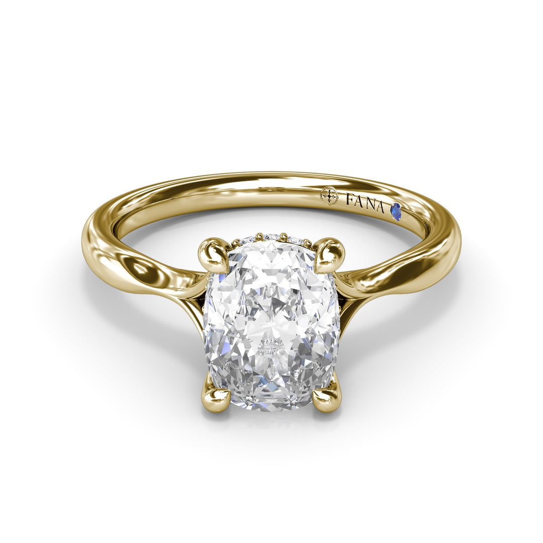 Cushion Cut Split Shank Engagement Ring