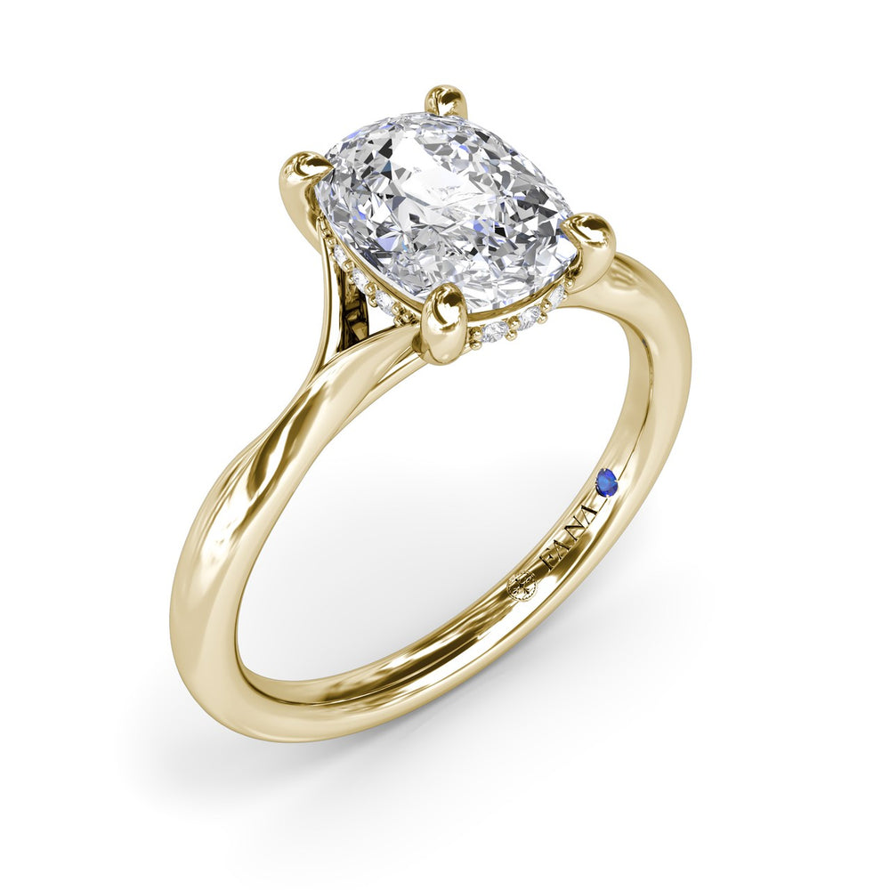 Cushion Cut Split Shank Engagement Ring