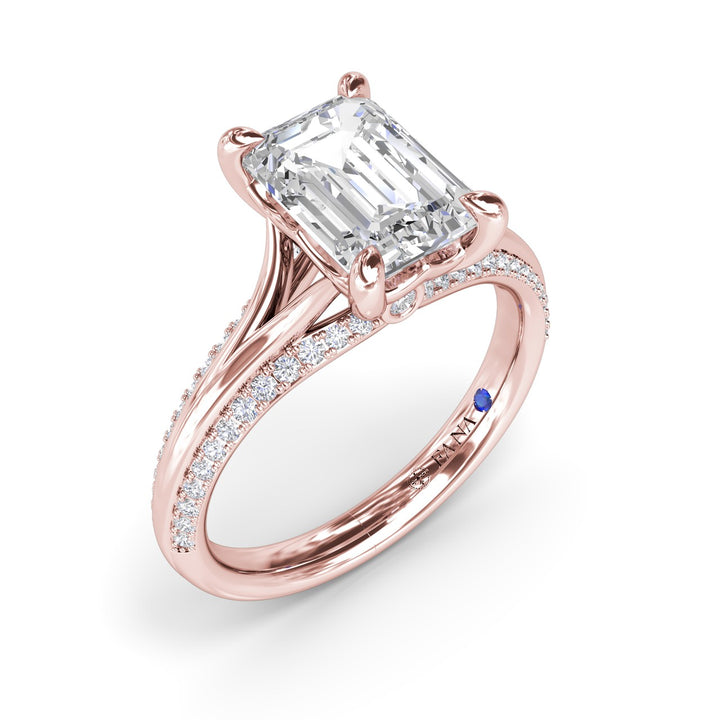 Unique Cathedral Emerald Cut Engagement Ring
