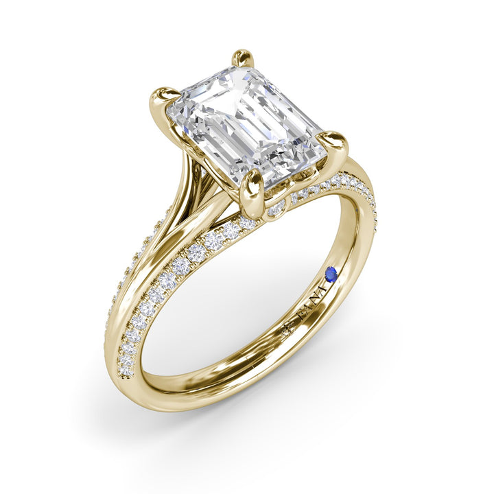 Unique Cathedral Emerald Cut Engagement Ring