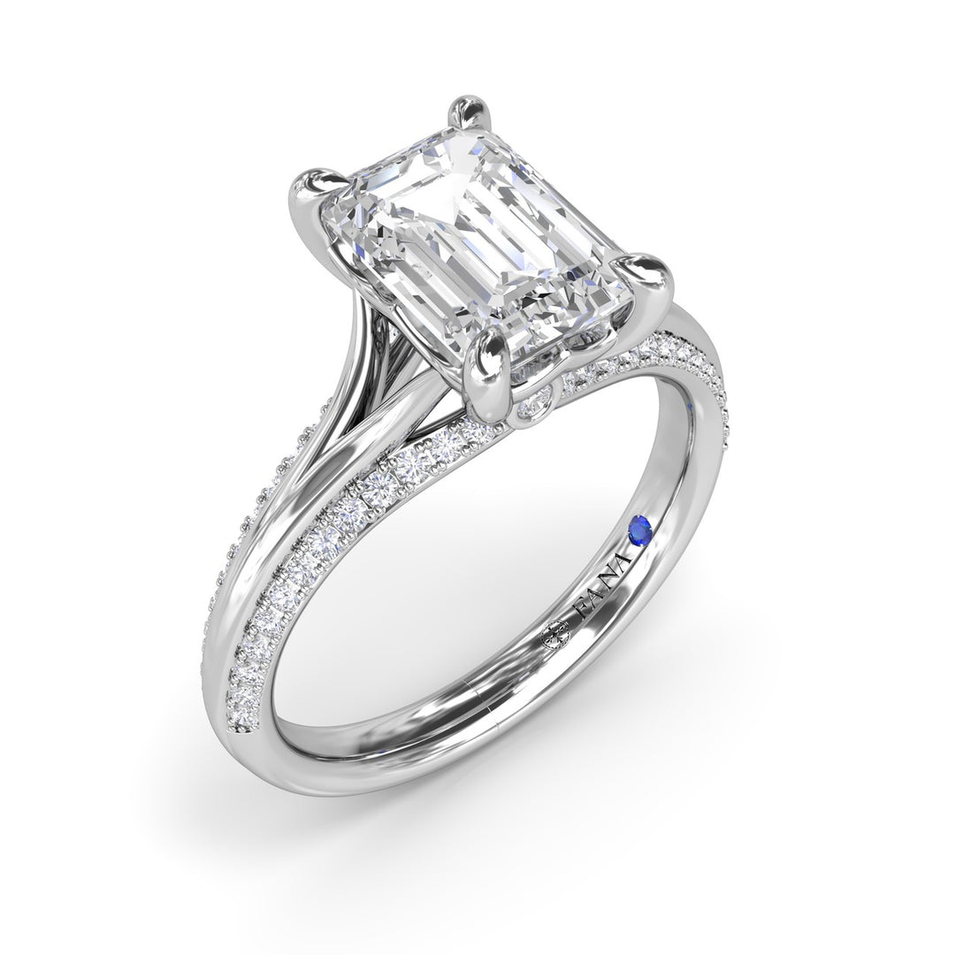 Unique Cathedral Emerald Cut Engagement Ring