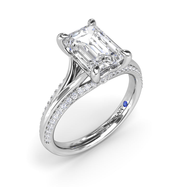 Unique Cathedral Emerald Cut Engagement Ring