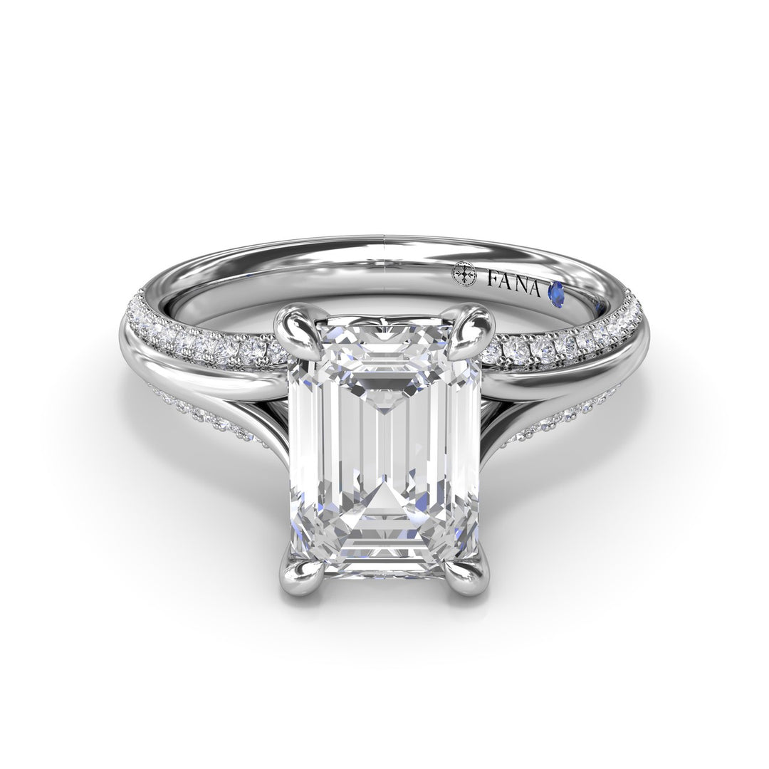 Unique Cathedral Emerald Cut Engagement Ring