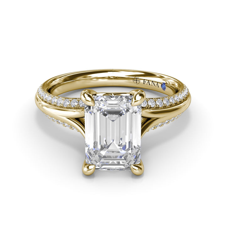 Unique Cathedral Emerald Cut Engagement Ring