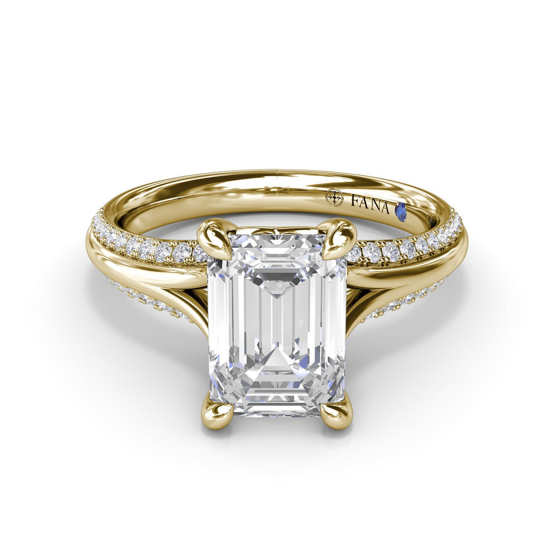 Unique Cathedral Emerald Cut Engagement Ring