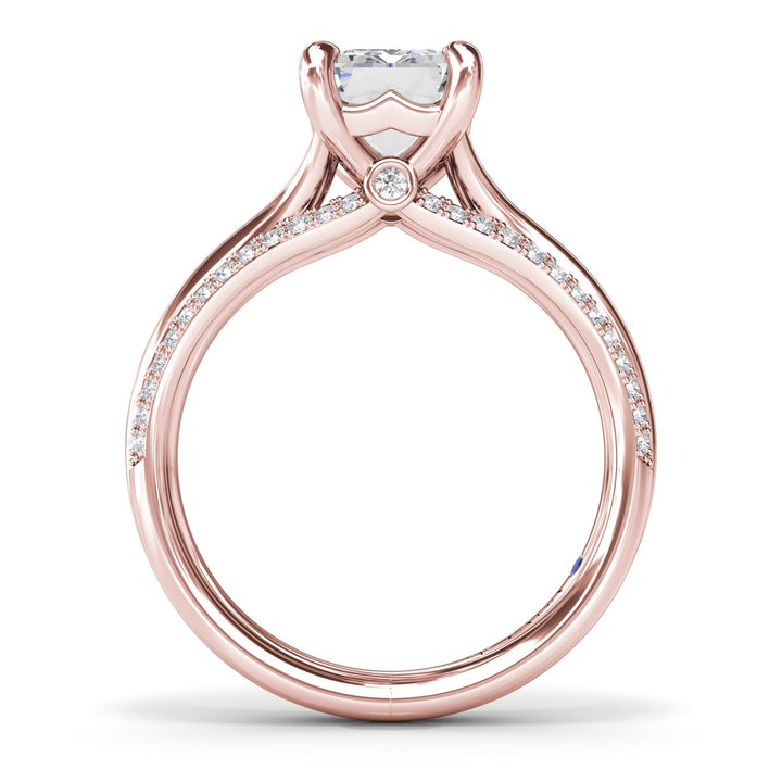 Unique Cathedral Emerald Cut Engagement Ring