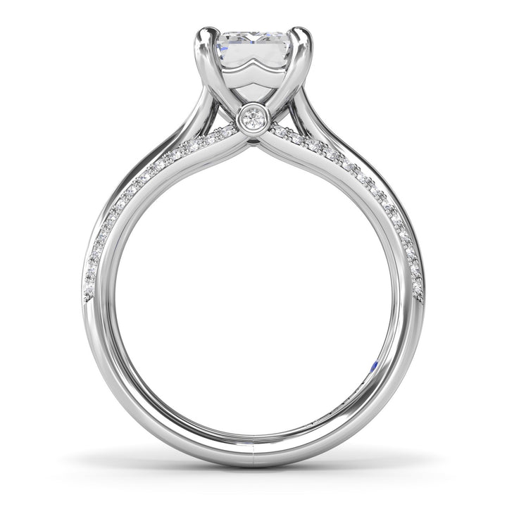 Unique Cathedral Emerald Cut Engagement Ring