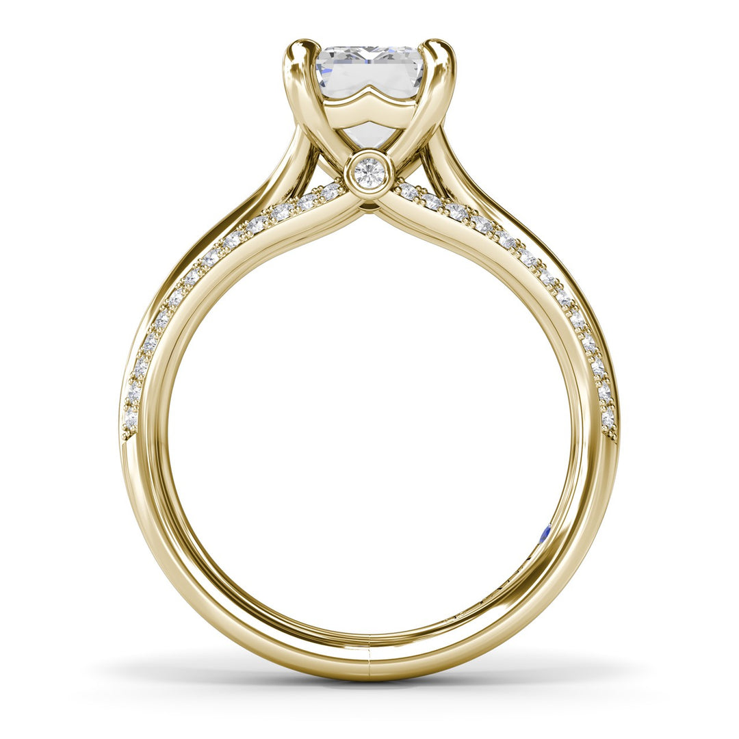 Unique Cathedral Emerald Cut Engagement Ring