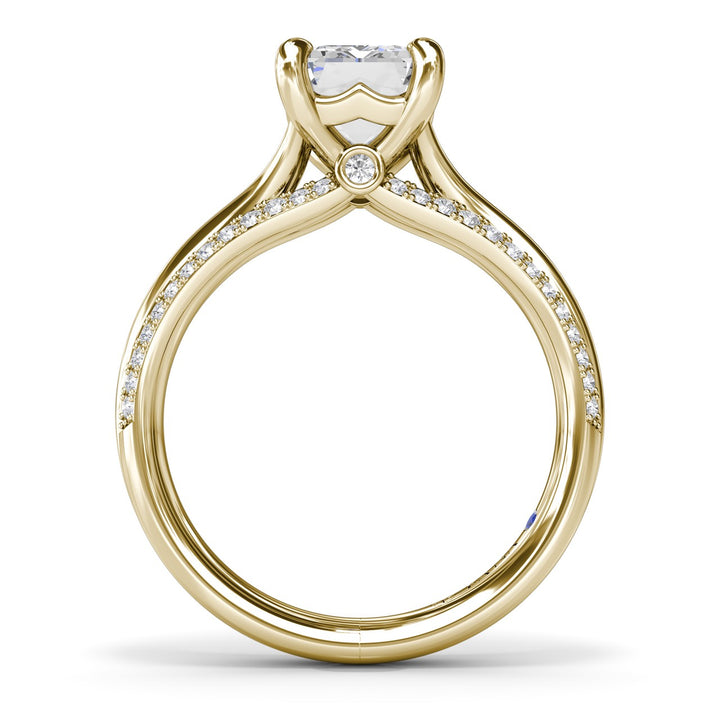 Unique Cathedral Emerald Cut Engagement Ring