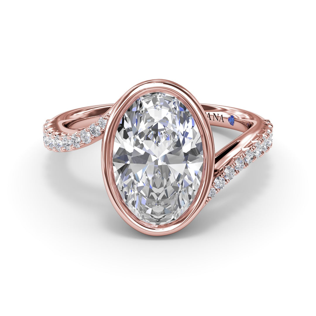 Bezel Set Oval Bypass Engagement Ring