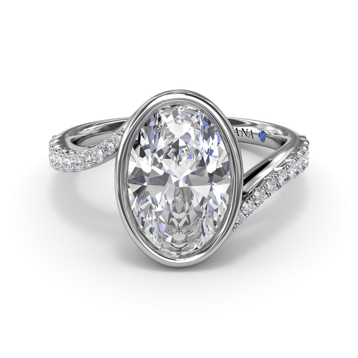 Bezel Set Oval Bypass Engagement Ring