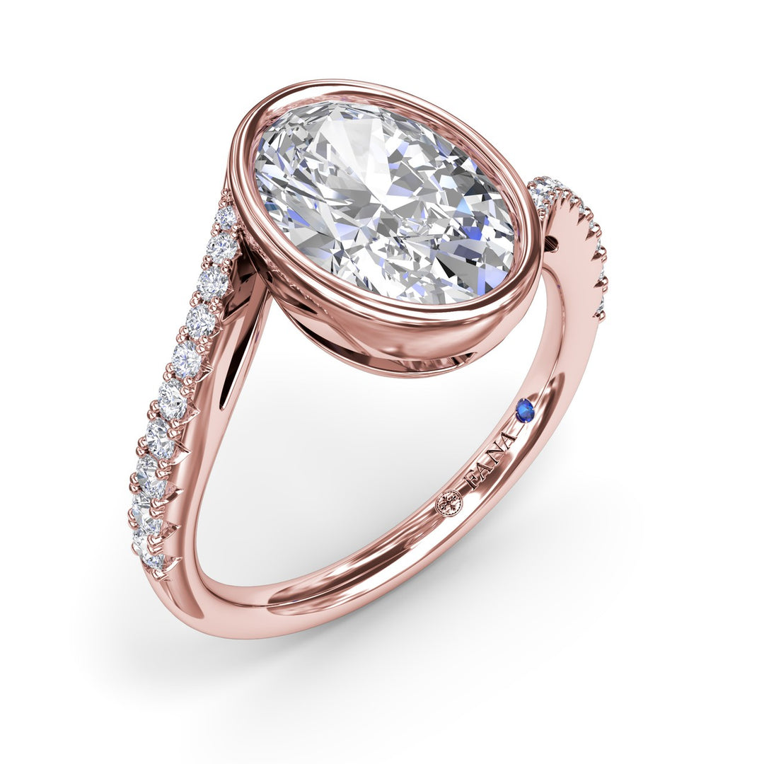 Bezel Set Oval Bypass Engagement Ring