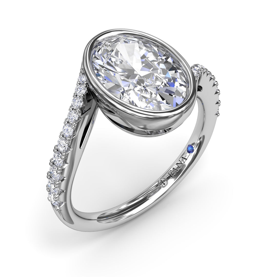 Bezel Set Oval Bypass Engagement Ring