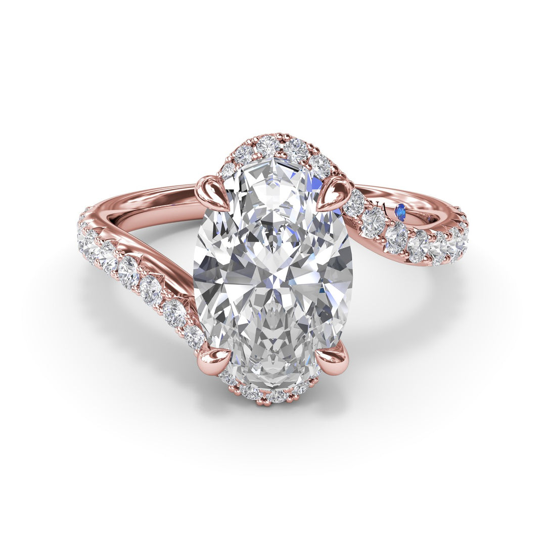 Bypass Oval Diamond Engagement Ring