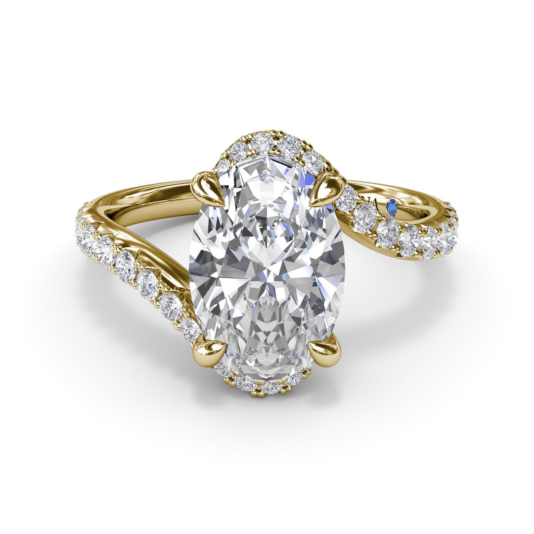 Bypass Oval Diamond Engagement Ring