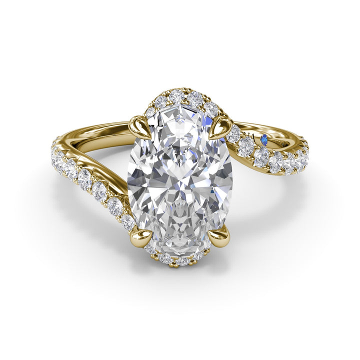 Bypass Oval Diamond Engagement Ring