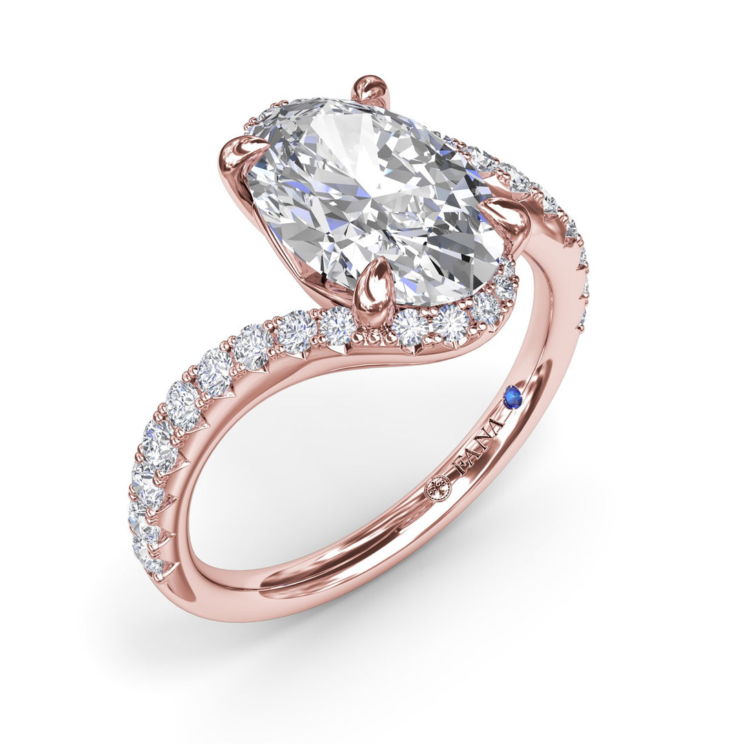 Bypass Oval Diamond Engagement Ring