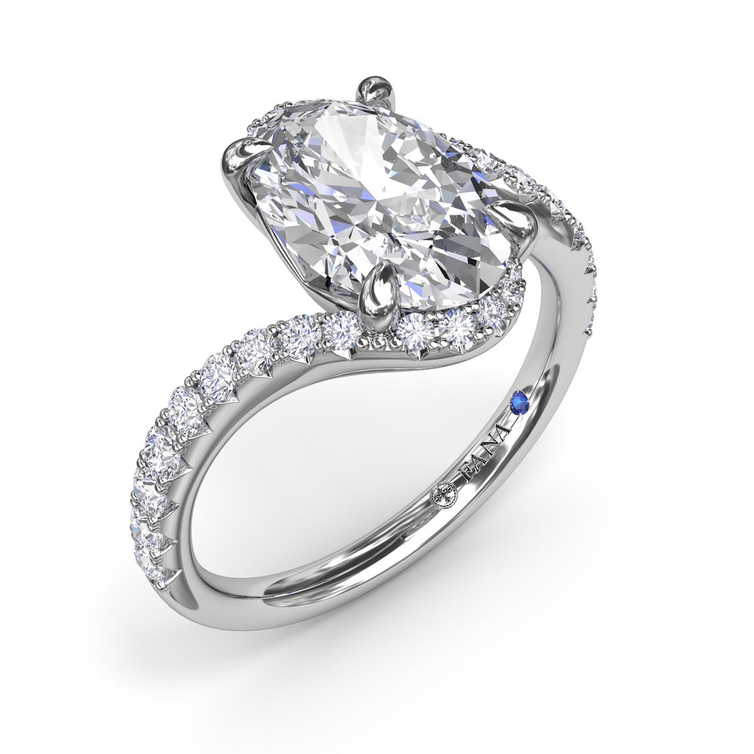 Bypass Oval Diamond Engagement Ring