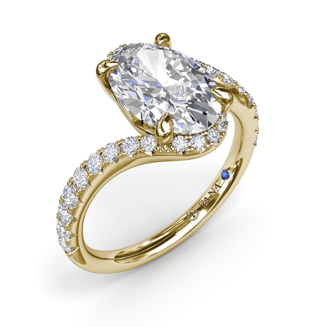 Bypass Oval Diamond Engagement Ring