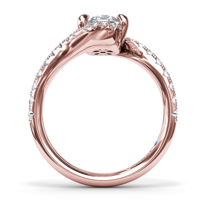 Bypass Oval Diamond Engagement Ring