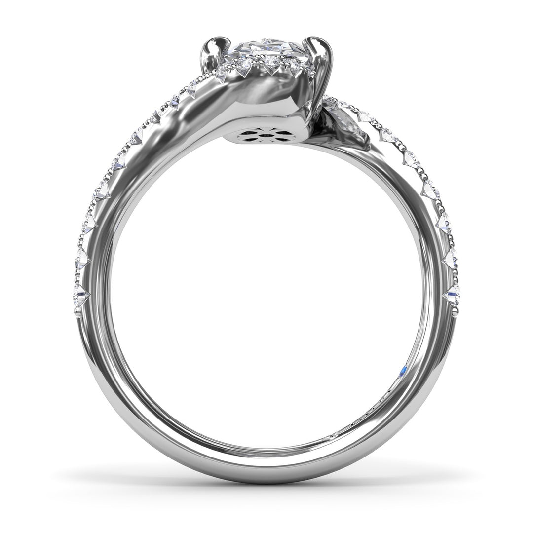 Bypass Oval Diamond Engagement Ring