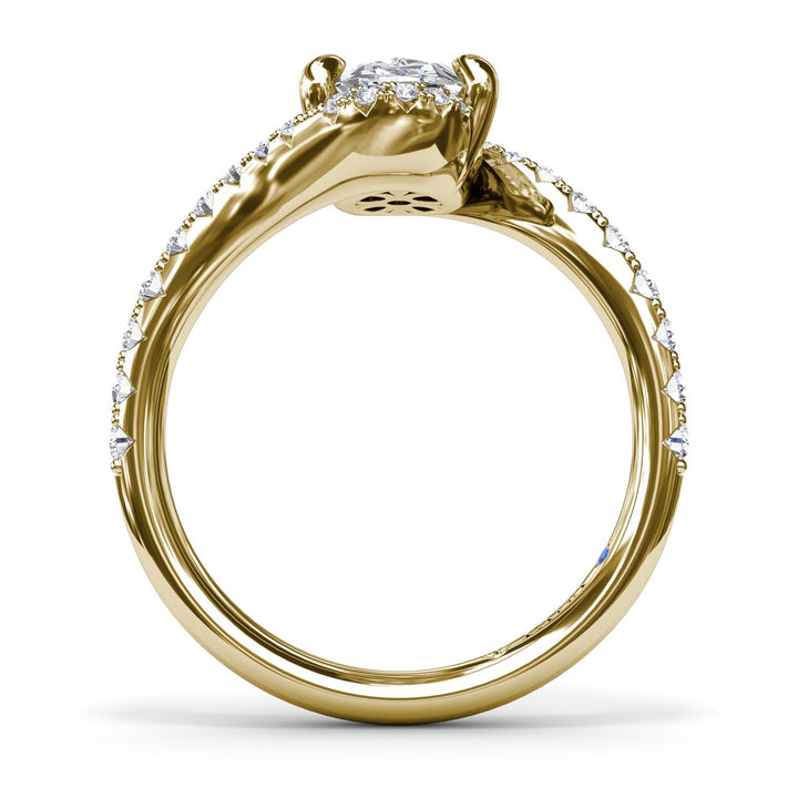 Bypass Oval Diamond Engagement Ring