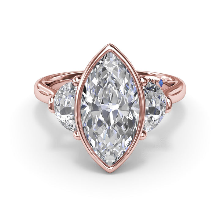 Marquise & Half Moon Diamond Engagement Ring