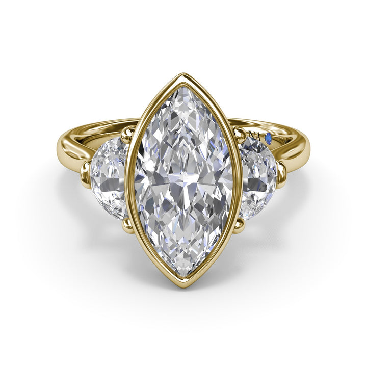 Marquise & Half Moon Diamond Engagement Ring