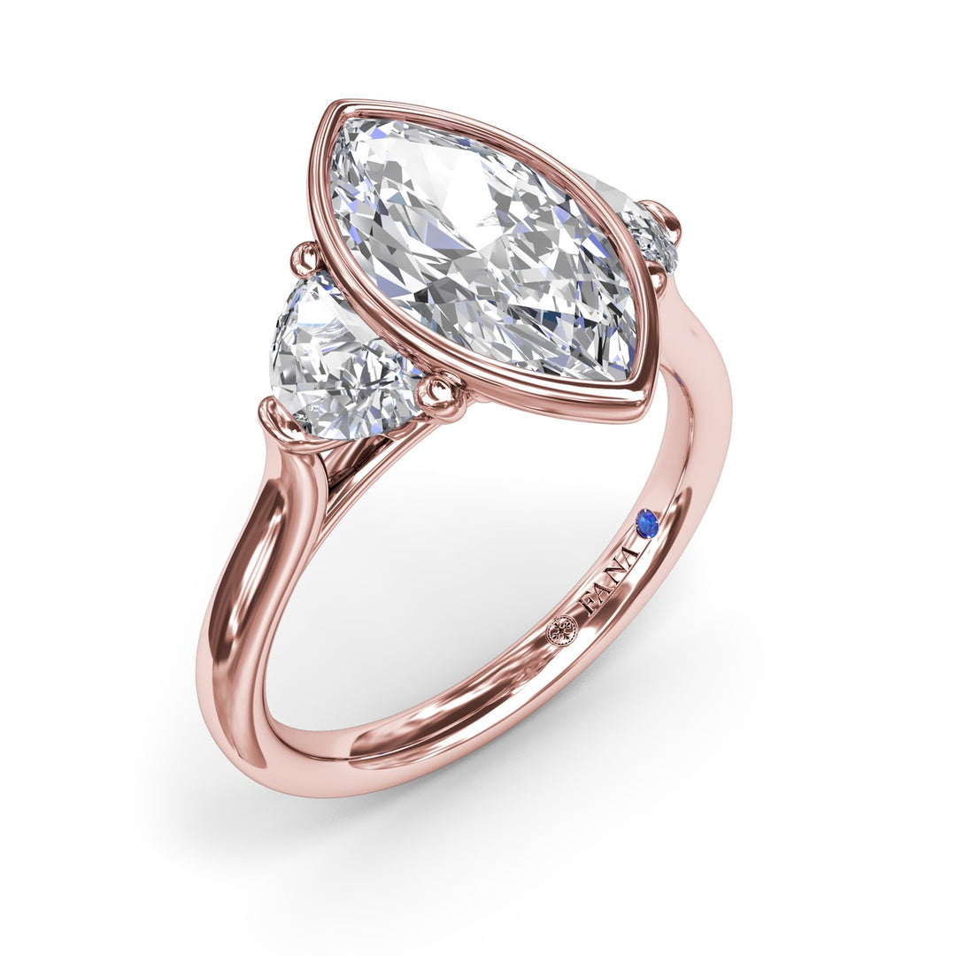 Marquise & Half Moon Diamond Engagement Ring