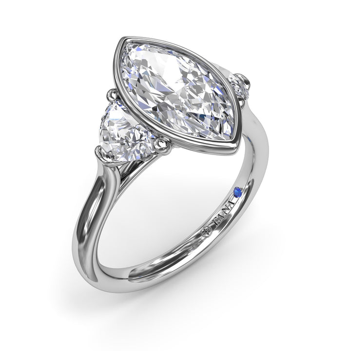 Marquise & Half Moon Diamond Engagement Ring